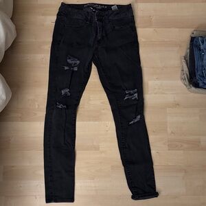 American Eagle Outfitters Black Ripped Skinny Jeans